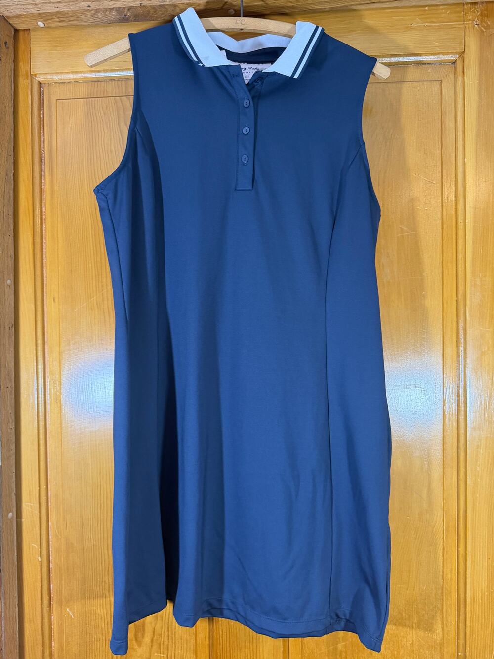 Tommy Bahama Golf Athletic Dress Stretch Sleeveless Polo Navy Blue to Knee L